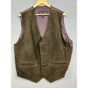 Vintage Wilsons Leather Suede Vest Mens XL Brown Cowboy Western